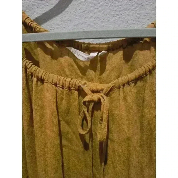Soft Surroundings Women's L Brown Burnout Peasant Blouse 3/4 Sleeve Boho Whimsy - Picture 6 of 10